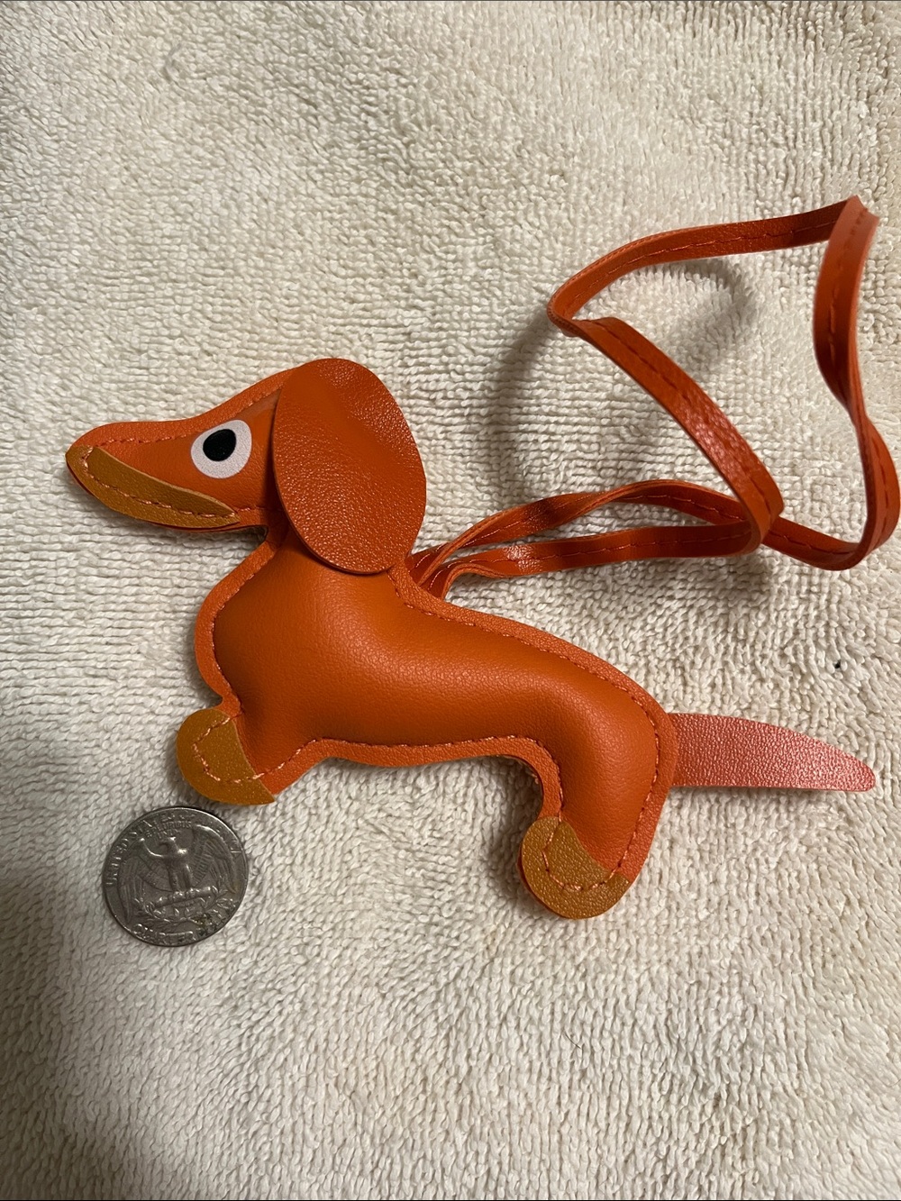 New Orange Tangerine Dog Dachshund Crossbody Charm Bag - Picture 3 of 6